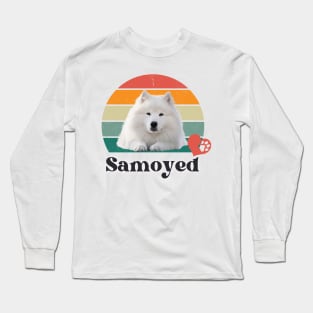 Samoyed retro sunset, perfect for anyone that loves samoyed dogs Long Sleeve T-Shirt